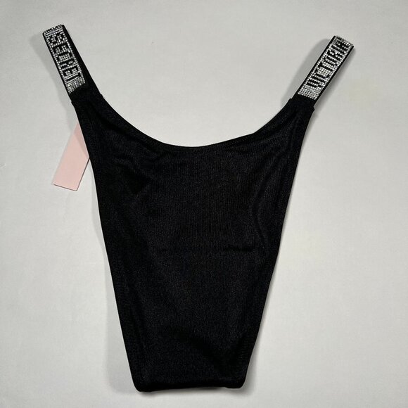 Victoria Secret 32C S Bombshell Push Up Top Bikini Set Shine Strap LOGO Black - Picture 14 of 15